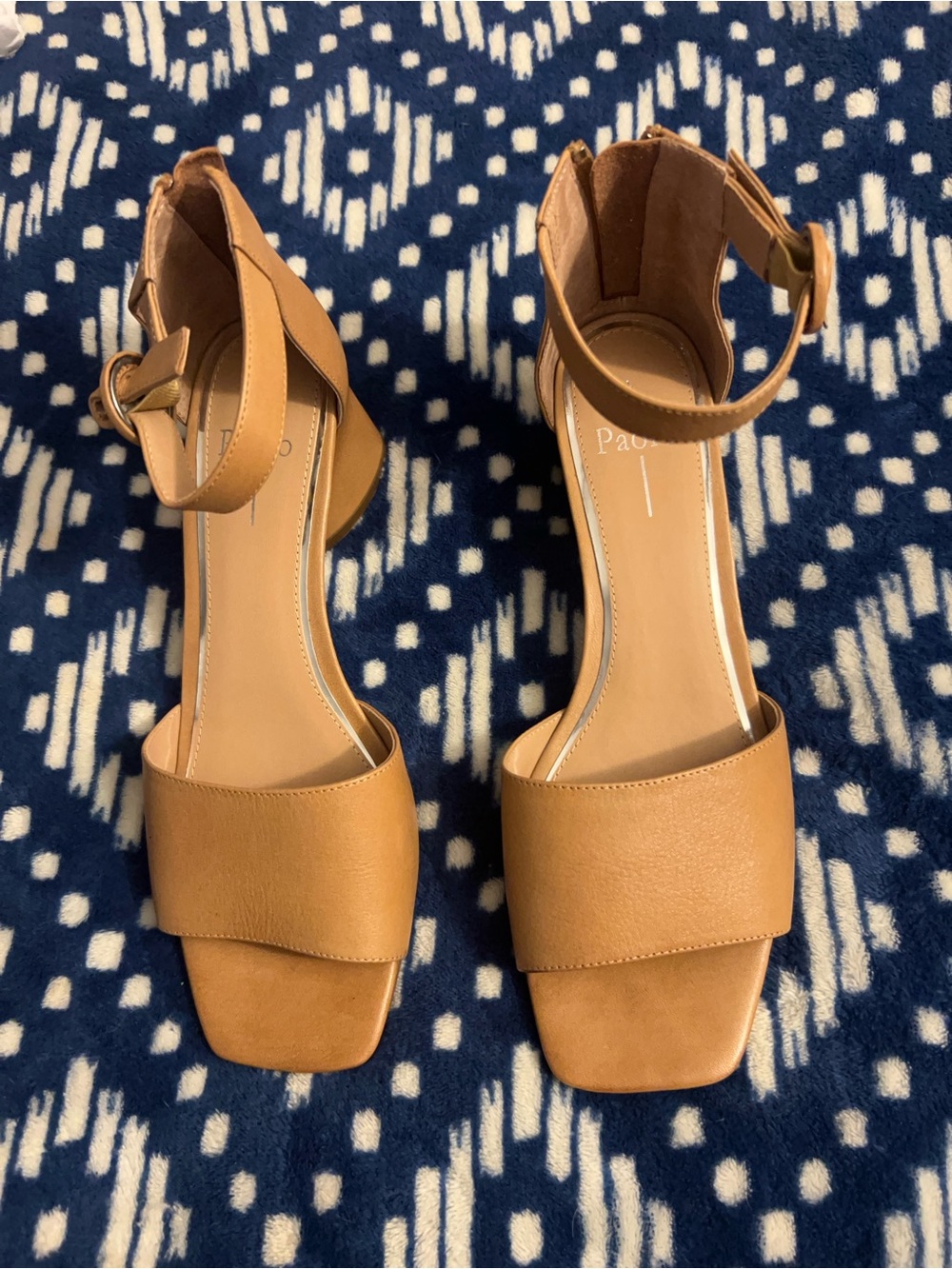 Paolo Tan leather  Block Heel Ankle-Strap Sandals